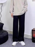 啄木鸟休闲裤男秋冬季新款系带阔腿加绒长裤宽松潮流百搭直筒运动裤子男 黑色【直筒】 常规 XL (建议体重140-155斤) 实拍图