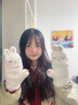 柳欣 手套女秋冬季可爱兔子翻盖半指露指加厚防寒保暖手套学生日礼物 白色 均码 实拍图
