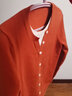 欧莎（OSA）落日橘假两件短款针织衫内搭打底毛衣女上衣2025年秋新款可外穿 橙红色A M 实拍图