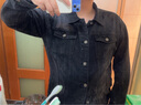 真维斯（JEANSWEST）夹克男2025秋季亲肤透气刺绣时尚百搭男士牛仔夹克外套黑灰5XL 实拍图
