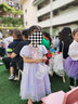 迪士尼（DISNEY）女童爱莎披风短袖连衣裙子六一 儿童节 演出礼服夏DB421RE06蓝150 实拍图