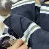 PSO Brand短袖T恤男黑白条纹宽松纯棉半袖女体恤潮牌情侣装夏装 黑色 S 实拍图
