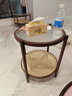 竹庭日式圆形实木藤编玻璃茶几客厅家用小户型简约现代沙发边几小茶桌 寻觅圆形茶几组合【茶色】 实拍图