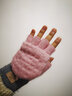 笙格儿 手套女冬季半指翻盖加绒防寒保暖学生韩版加厚可爱棉毛线针织露指手套女士秋冬天 粉色 均码有弹性 实拍图