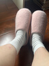 内泊乳胶棉拖鞋男冬季天女士羊毛毛防臭防滑静音保暖大码家居舒服软底 初桃粉 41-42 大1码宽松 实拍图