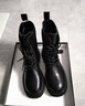 达芙妮马丁靴女厚底新款高跟女靴英伦风短靴皮靴休闲女鞋 黑色单里 38 实拍图