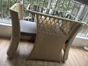紫叶阳台小桌椅 一桌两椅家用小户型茶几创意简约收纳组合藤椅三件套 长方桌 米黄75x55，【配坐垫】 实拍图