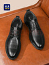 海澜之家（HLA）皮鞋男士商务休闲系带正装德比鞋子男 黑色 39 实拍图