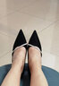 达芙妮超高跟鞋女尖头浅口细跟时尚优雅增高气质女鞋宴会鞋 黑色 36  实拍图