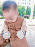 DFBK日本儿童手套婴幼儿冬保暖厚半指男女小月龄宝宝露趾一岁小孩爬行 绿色恐龙翻盖0-3岁 长9cm 按年龄选择 实拍图