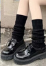 冬雾Lolita针织日系加长jk小腿袜修饰腿型袜套腿套显瘦遮腿型JK堆堆袜 白色+黑色 均码 实拍图