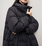 迪赛尼斯（DESIGNICE）冬季新款白鹅绒高级感通勤外套纯色立领羽绒服女 黑色 M 建议拍前联系客服确认 实拍图