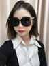 CAIILKUN网红墨镜女潮高级感ins大框方圆脸显瘦偏光防晒太阳眼镜 黑框黑片（轻奢CK风）高档礼盒装 实拍图