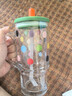 【大容量】大容量杯子女高颜值玻璃杯车载水杯吸管杯咖啡杯冰霸杯 冰霸吸管杯【泰迪绿】 620ml 1只 实拍图