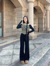 灿图黑色喇叭牛仔裤女秋冬美式复古胖妹妹高腰显瘦宽松遮肉阔腿裤子女 黑色【加绒款】 M 【建议95-105斤】 实拍图