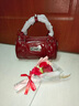 喵小姐（MISSMIAO）红色结婚新娘包千鸟格斜挎包包女新款剑桥包送女友伴娘订婚宴礼物 酒红色【送花束+丝巾+梳子】新娘结婚包本命年跨年包 实拍图