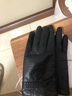 美洲野牛真皮女士手套触屏保暖秋冬季开车防风防寒加绒绵羊皮手套新年礼物 黑色 L 实拍图