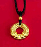中国黄金（CHINA GOLD）貔貅平安扣黄金吊坠男女款足金项链皮丘挂坠情人节生日礼物送男友 【今/次日达】貔貅吊坠+古法金珠 约2g【黑绳】 实拍图