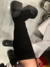 天美意鞋子女鞋商场同款粗跟增高显瘦弹力长靴女时装靴CPB80DG3 黑色（薄绒） 37 实拍图