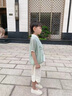 罗蒙男童汉服新中式国风中秋儿童唐装毕业演出服 浅绿色套装 90 实拍图