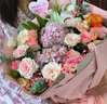 馨仪父亲节鲜花速递玫瑰向日葵康乃馨花束生日礼物全国同城配送 粉玫瑰绣球混搭花束——韩式 实拍图