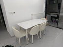 左客左家岩板餐桌轻奢现代简约家用小户型吃饭桌子奶油风长方形纯白餐桌椅 【套装】纯白岩板1.4米+4把餐椅 实拍图