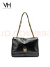VANESSA HOGAN VH女包复古邮差包单肩斜挎包大容量托特包生日情人节礼物送女友 黑色-大号 实拍图