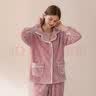 安之伴睡衣女秋冬保暖法兰绒加绒加厚休闲开衫宽松女士家居服套装可外穿 豆沙 M 实拍图