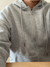 真维斯（JEANSWEST）卫衣女春秋季新款外套女开衫连帽情侣男女装上衣服小个子休闲宽松 加绒 麻灰 纯色 2XL 实拍图