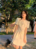 舒芳蝶（shufangdie）新中式白色连衣裙女夏季2024年新款小个子碎花收腰在逃公主蓬蓬裙 白色 M 晒单实拍图