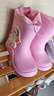 牧萌儿童雨鞋男童女童防水立体宝宝防滑耐磨卡通雨靴 粉色独角兽 20码 实拍图