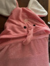 洁丽雅儿童浴巾带帽斗篷新生婴儿洗澡比棉纱布柔软吸水宝宝浴袍 (80*150cm)粉色小象 实拍图