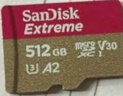 闪迪（SanDisk）512GB TF（MicroSD）内存卡 A2 4K V30 U3 C10 至尊超极速移动存储卡 读速200MB/s 写速140MB/s 实拍图