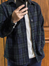 马登工装 复古羊毛混纺格子外套厚实格纹ins帅气休闲夹克男 蓝绿格 S 实拍图