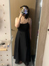 UR夏季新款女装复古风优雅小黑裙廓形连衣裙UWJ740033 正黑 XL 实拍图