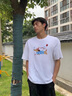 GENIOLAMODE情侣装t恤短袖一男一女夏季上衣ins潮流纯棉宽松大码学生卡通半袖 白色(蓝色小熊) L (175) 实拍图
