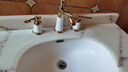 柏焱卫庄全铜芯脸台面盆冷热全铜芯水龙头瓷白三四件套孔欧式分体抽拉三孔 白金D3 实拍图