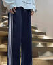 唐号校服裤男夏季裤子男学生运动卫裤三条杠休闲裤男女条纹藏青色校裤 三条杠黑色 XL 晒单实拍图