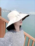 曼琪魅雅黑胶防晒帽遮阳帽子女夏遮脸太阳帽UV渔夫帽七夕情人节礼物 米白 均码 实拍图