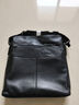 萨奇袋鼠男士单肩包头层牛皮商务休闲真皮斜挎包男韩版小包新款竖版背包 A款黑色[头层牛皮荔枝纹] 实拍图