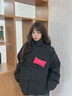 BJHG王栎鑫同款不计后果贴贴羽绒服冬季男生潮牌美式外套宽松防寒服女 消光黑 M （120-150斤） 实拍图