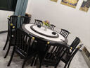 梵宜实木餐桌椅组合 新中式岩板大圆桌带转盘家用8-10人吃饭桌子F339# 1.6m进口岩板桌+10椅【送转盘】 橡胶木 实拍图
