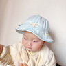 李晨曦（Lichenxi）婴儿帽子春秋季薄款款男童女宝宝渔夫帽防晒遮阳公主儿童太阳盆帽 蓝色 蝴蝶结可调节大小 均码 适合3-24个月帽围40-50CM 实拍图
