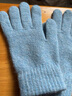 目丸纯色针织冬天女触屏防风加绒保暖防寒毛线手套女分指冬季蓝色手套 蓝色【露指触屏手套】 实拍图