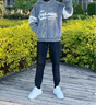 港蒂湾羊羔绒外套男秋冬季加绒棉衣加厚绒棉服男毛巾绣连帽外套学生棉袄 灰色-常规款LRB-W38 L 110-125斤左右 实拍图