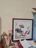 天尚喷画 荷花九鱼图客厅餐厅装饰画国画玄关过道走廊墙画壁画书房墙挂画 九鱼图-1红褐色外框 50*50书房推荐 MDF材质 实拍图