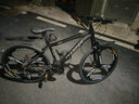 凤凰（Phoenix）山地自行车男女成人变速越野青少年骑行代步公路减震赛车单车 曜石黑/三刀/定位指拨/全车轴承 26寸（身高160-180cm左右） 27速（定位变速+全轴承） 实拍图