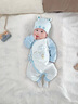 全棉时代超柔婴儿连体服衣服宝宝春秋打底衣抗菌风柔棉连体衣新生儿睡衣 【系带款：59-66码】微光蓝 59cm （0-3个月） 实拍图