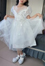安妮优儿女童礼服花童婚礼小女孩婚纱钢琴演奏演出服儿童高端主持人公主裙 白色短款短袖 140 实拍图