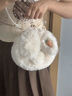 沐霓毛绒绒包包女春秋百搭2025新款小众设计链条斜挎包手提毛毛小圆包 兔叽毛毛包【 米白20*5*20】 实拍图